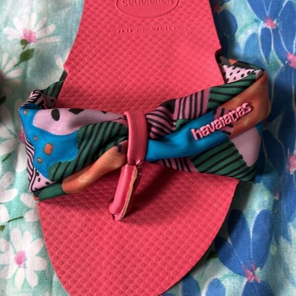 Havaianas Flip Flops Soft Cloth and Leather Straps - 11/12 Women - Picture 3 of 8